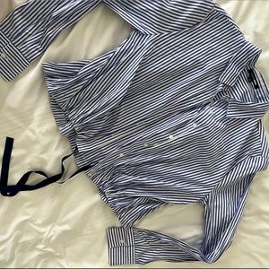 Cute collared summer button up with ribbon ties